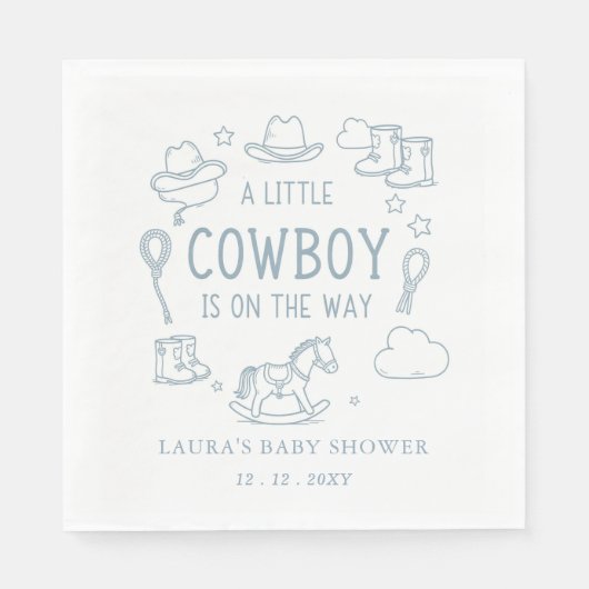 Little Cowboy Boy Baby Shower スタンダードランチョンナプキン (正面)