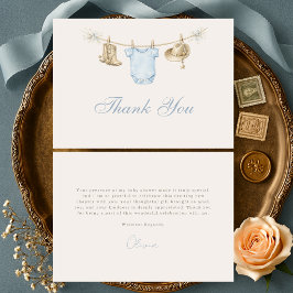 Little Cowboy Clothesline Baby Shower サンキューカード