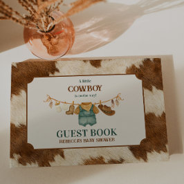 Little Cowboy Cow Western Clothesline Baby Shower ゲストブック