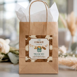 Little Cowboy Cow Western Clothesline Baby Shower スクエアシール