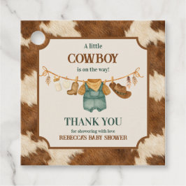 Little Cowboy Cow Western Clothesline Baby Shower フェイバータグ