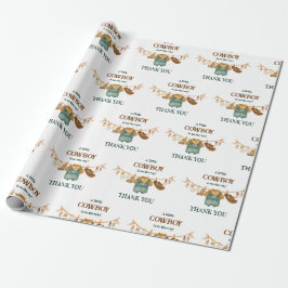 Little Cowboy Cow Western Clothesline Baby Shower ラッピングペーパー