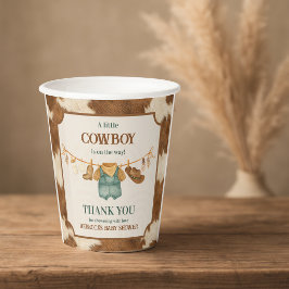 Little Cowboy Cow Western Clothesline Baby Shower 紙コップ
