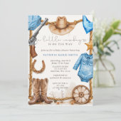 Little Cowboy Is On The Way Boy Baby Shower 招待状 (スタンド正面)
