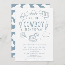 Little Cowboy Is On The Way Boy Baby Shower 招待状