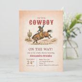 Little Cowboy On The Way Baby Shower 招待状 (スタンド正面)