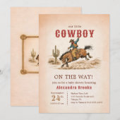 Little Cowboy On The Way Baby Shower 招待状 (正面/裏面)