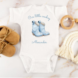 Little Cowboy Personalized Blue Boots Boys ベビーボディスーツ