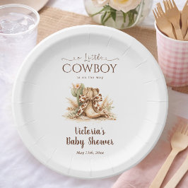 Little Cowboy Ranch Chic Western Boy Baby Shower ペーパープレート