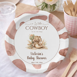 Little Cowboy Texas Cow Print Boy Baby Shower ペーパープレート