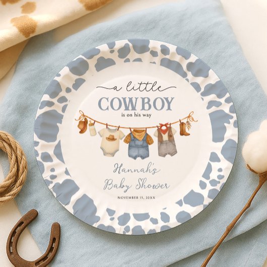Little Cowboy Western Baby Shower ペーパープレート