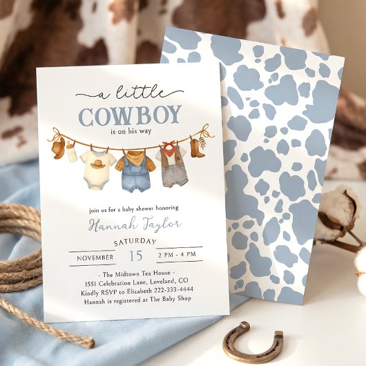 Little Cowboy Western Baby Shower 招待状