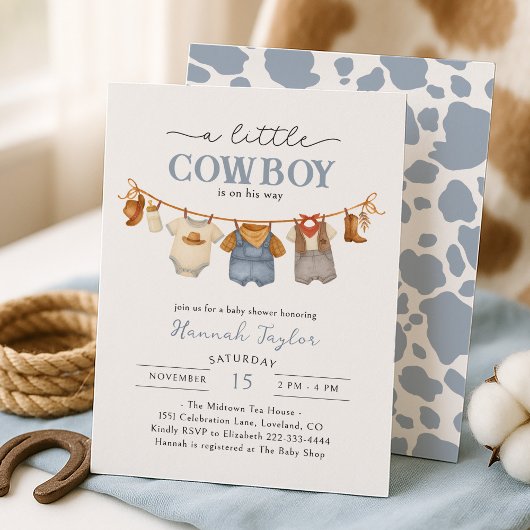 Little Cowboy Western Baby Shower 招待状