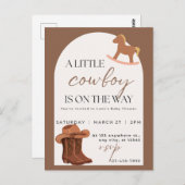  Little Cowboy Western Baby Shower Invitation ポストカード (正面/裏面)