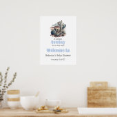 Little Cowboy Western Blue Boy Baby Showerへようこそ ポスター (キッチン)