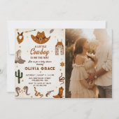 Little Cowboy Western Rodeo Baby Shower写真 招待状 (正面)