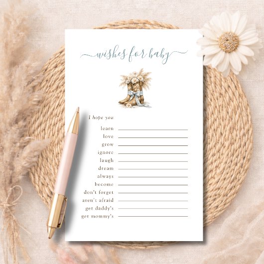 Little Cowboy Western Wishes For Baby Advice Card