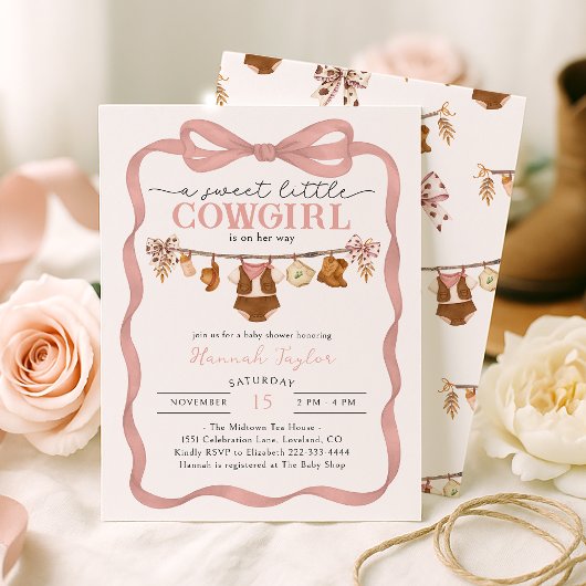 Little Cowgirl Baby Shower 招待状