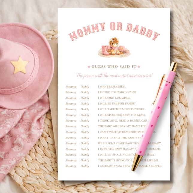 Little Cowgirl Baby Shower Game Guess Who Said It (クリエイターアップロード済み)