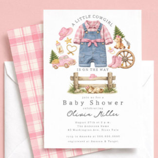 Little Cowgirl Baby Shower Invitation Girl 招待状