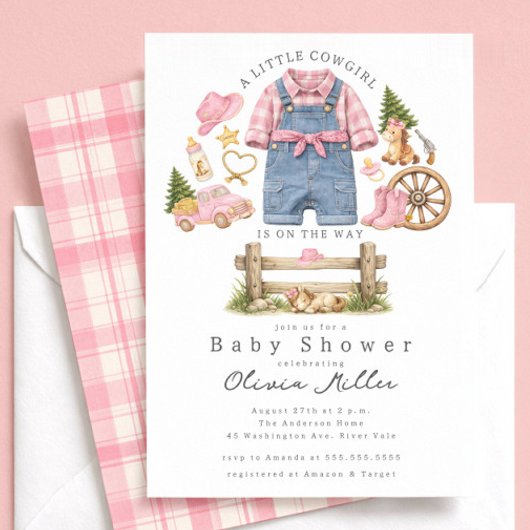 Little Cowgirl Baby Shower Invitation Girl 招待状