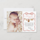 Little Cowgirl Baby Shower Photo サンキューカード (正面)