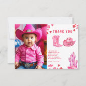 Little Cowgirl Birthday Party Thank you サンキューカード (正面)