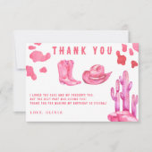 Little Cowgirl Birthday Party Thank you サンキューカード (正面)