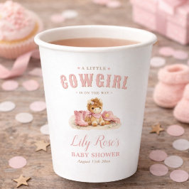 Little Cowgirl Blush Pink Western Baby Girl Shower 紙コップ