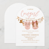 Little Cowgirl Clothesline Baby Shower 招待状 (正面/裏面)