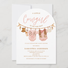 Little Cowgirl Clothesline Baby Shower 招待状