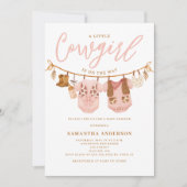 Little Cowgirl Clothesline Baby Shower 招待状 (正面)