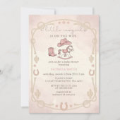 Little Cowgirl Is On The Way girl Baby Shower 招待状 (正面)