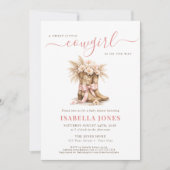 Little Cowgirl On The Way Pink Western Baby Shower 招待状 (正面)