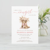 Little Cowgirl On The Way Pink Western Baby Shower 招待状 (スタンド正面)