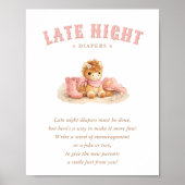 Little Cowgirl Pink Baby Shower Late Night Diapers ポスター (正面)