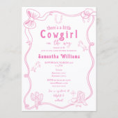 Little Cowgirl Pink Girl Baby Shower 招待状 (正面)