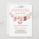 Little Cowgirl Wild West Pink Cowgirl Baby Shower 招待状 (正面)
