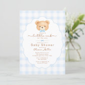 Little Cub Blue Gingham Baby Shower Invite 招待状 (スタンド正面)