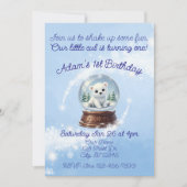 Little Cub One, Polar Bear Snow Globe Birthday 招待状 (正面)