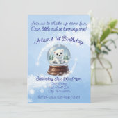 Little Cub One, Polar Bear Snow Globe Birthday 招待状 (スタンド正面)