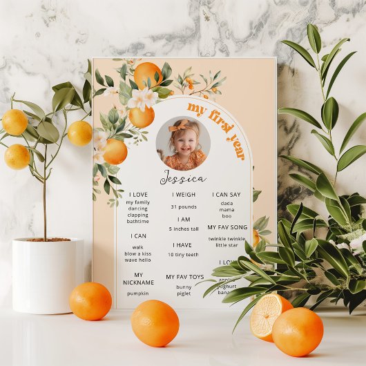 Little Cuiteの最初の誕生日パーティーの写真マイルストーン ポスター