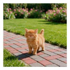 Little cute  orange cat  ポスター