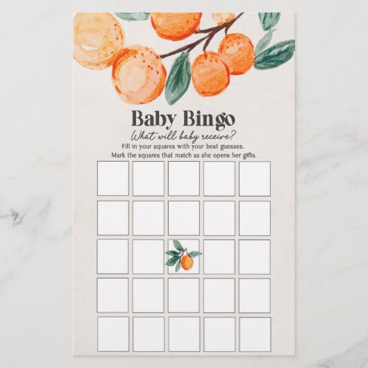 little cutie baby shower baby bingo game  (正面)