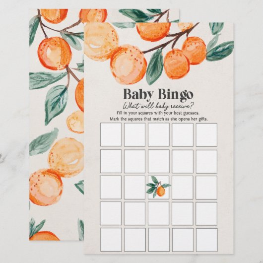 little cutie baby shower baby bingo game  (正面/裏面)