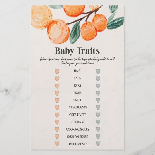 little cutie baby shower baby traits game  (正面)