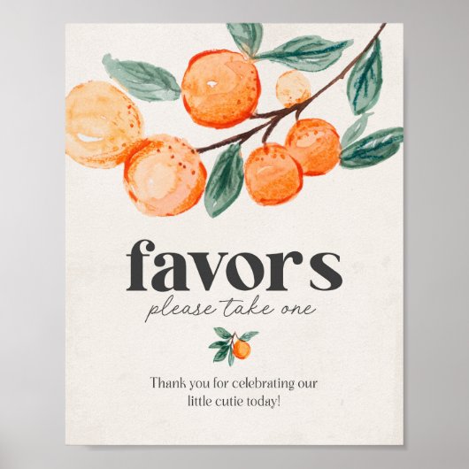 little cutie baby shower favors sign ポスター (正面)