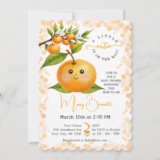 Little Cutie Baby Shower Gender Neutra Invitations (正面)