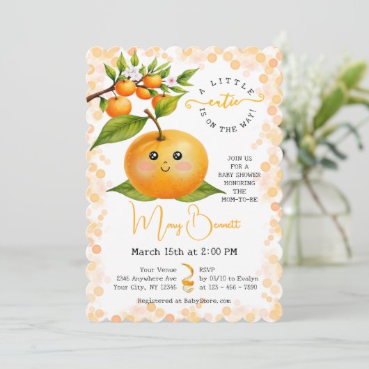 Little Cutie Baby Shower Gender Neutra Invitations (スタンド正面)