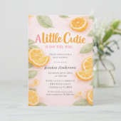 Little Cutie Baby Shower Invitation Citrus Orange 招待状 (スタンド正面)